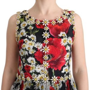 Dolce & Gabbana Floral Maxi Gown with Sunflower Print and Crystals