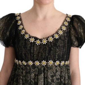 Dolce & Gabbana Sunflower Lace Crystal Maxi Shift Dress