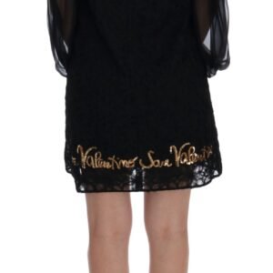 Dolce & Gabbana Black Lace Sequined Shift Dress