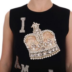 Dolce & Gabbana Black Wool Crystal Princess Dress