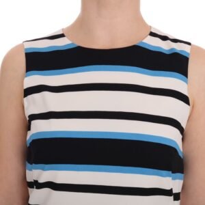 Dolce & Gabbana Elegant Sleeveless Striped Silk Shift Dress