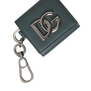 Dolce & Gabbana Green Leather DG Logo Keyring Coin Purse Keyring Wallet