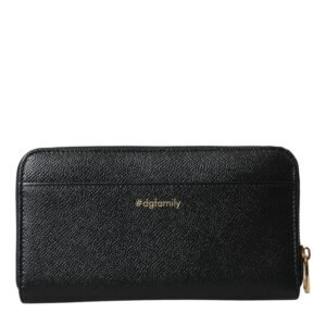 Dolce & Gabbana Black Blue Leather #DGFAMILY Zipper Continental Men Wallet