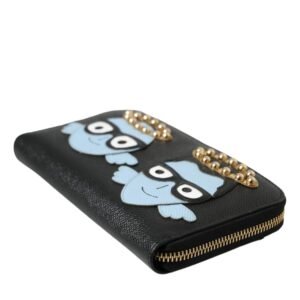 Dolce & Gabbana Black Blue Leather #DGFAMILY Zipper Continental Men Wallet