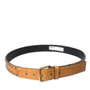 Dolce & Gabbana Beige Alligator Leather Studded Metal Buckle Belt