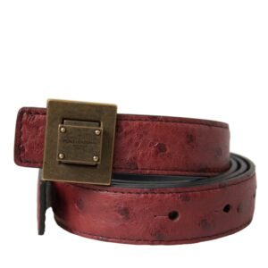 Dolce & Gabbana Brown Leather Square Metal Buckle Belt