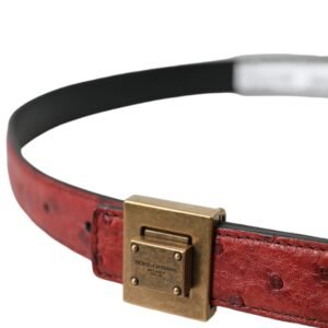 Dolce & Gabbana Brown Leather Square Metal Buckle Belt