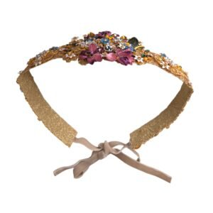 Dolce & Gabbana Multicolor Embellished Floral Crystal Wide Waist Belt