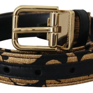 Dolce & Gabbana Multicolor Jacquard Leather Logo Buckle Belt