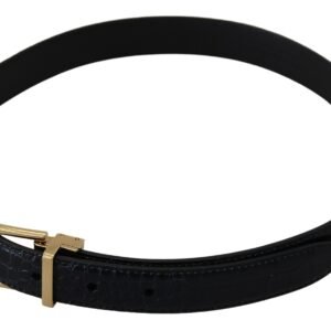 Dolce & Gabbana Black Exotic Leather Gold Metal Buckle Belt