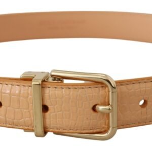 Dolce & Gabbana Beige Exotic Leather Gold Metal Buckle Belt