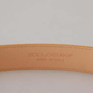 Dolce & Gabbana Beige Exotic Leather Gold Metal Buckle Belt