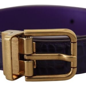 Dolce & Gabbana Purple Exotic Leather Gold Metal Buckle Belt