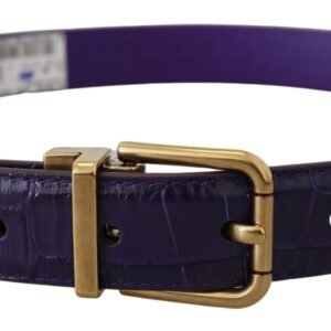 Dolce & Gabbana Purple Exotic Leather Gold Metal Buckle Belt