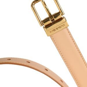 Dolce & Gabbana Beige Calfskin Leather Gold Metal Buckle Belt