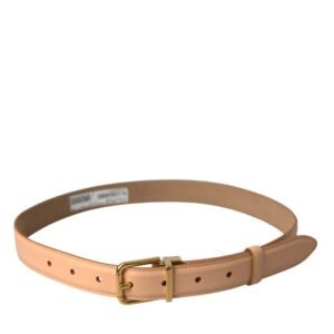 Dolce & Gabbana Beige Calfskin Leather Gold Metal Buckle Belt