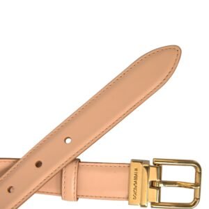 Dolce & Gabbana Beige Calfskin Leather Gold Metal Buckle Belt