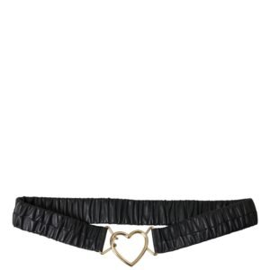 Dolce & Gabbana Black Leather Gold Heart Metal Buckle Belt