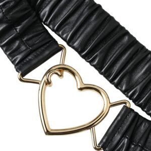 Dolce & Gabbana Black Leather Gold Heart Metal Buckle Belt