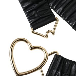 Dolce & Gabbana Black Leather Gold Heart Metal Buckle Belt