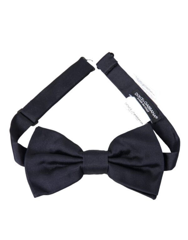 Dolce & Gabbana Dark Blue Silk Adjustable Neck Men Bow Tie - Image 2