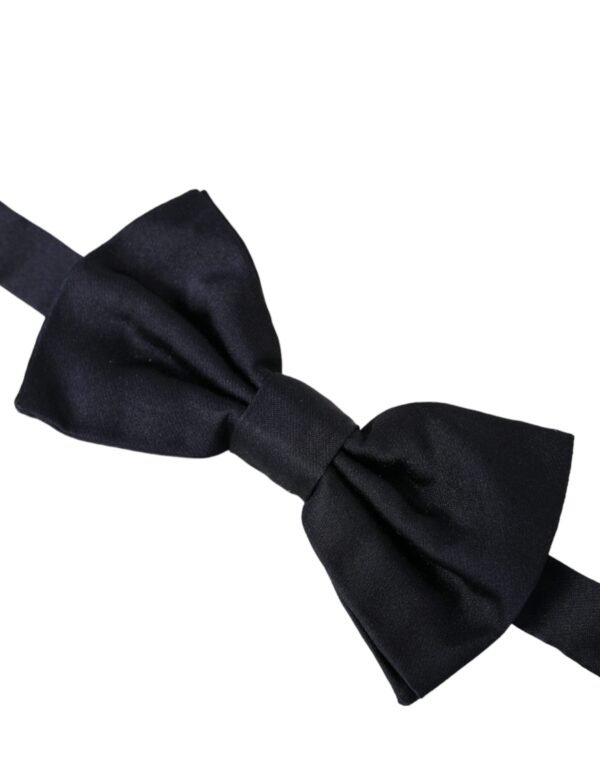 Dolce & Gabbana Dark Blue Silk Adjustable Neck Men Bow Tie - Image 3