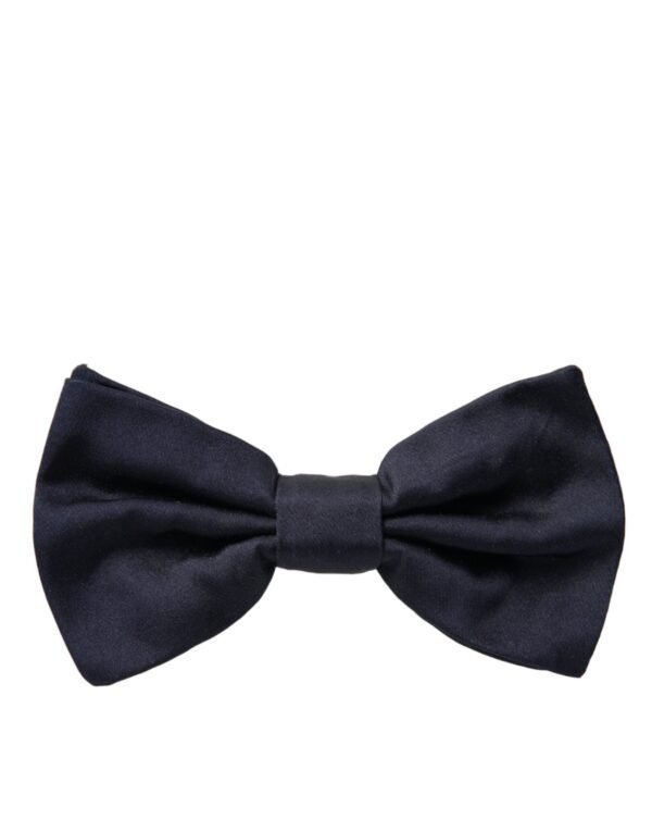 Dolce & Gabbana Dark Blue Silk Adjustable Neck Men Bow Tie - Image 4