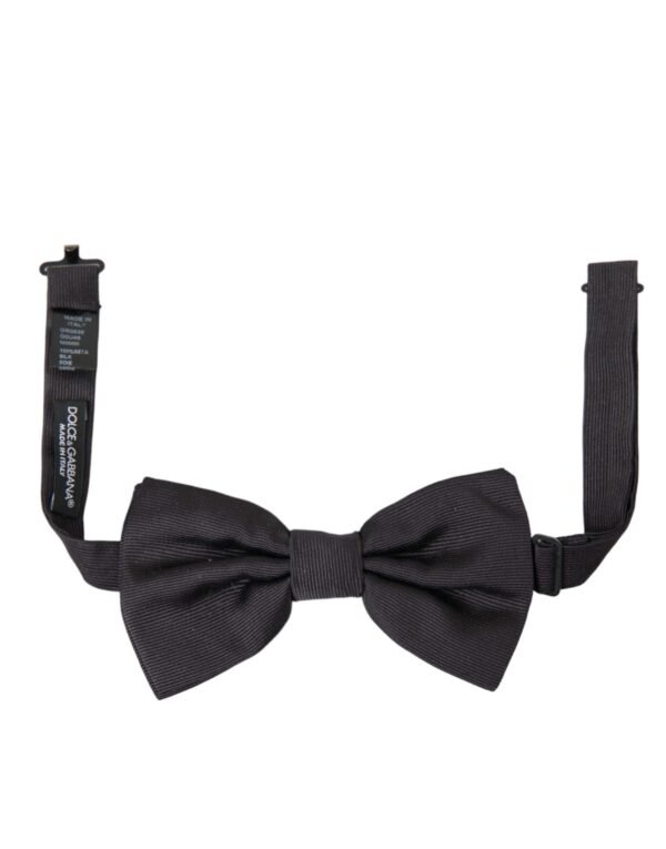 Dolce & Gabbana Black Silk Adjustable Neck Men Bow Tie - Image 2