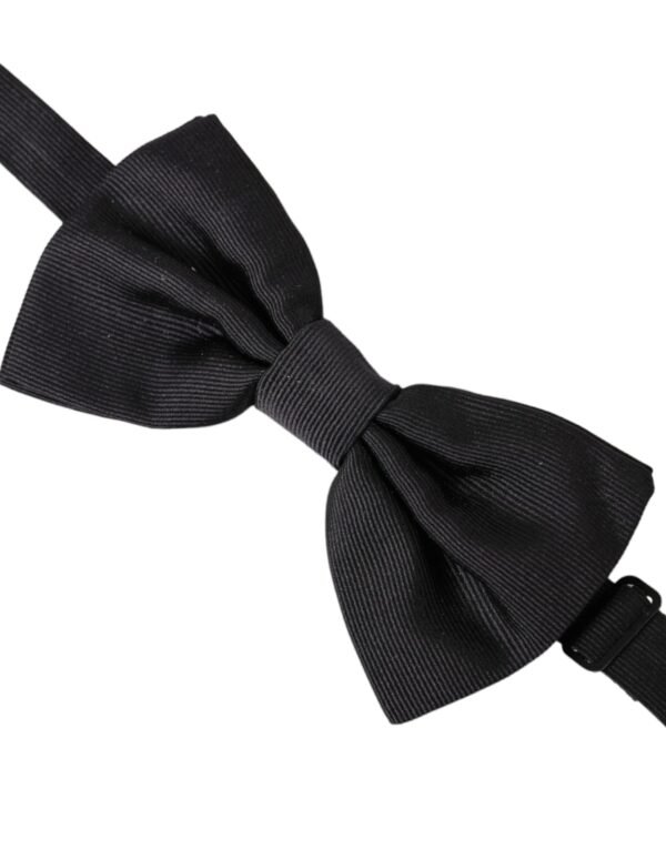 Dolce & Gabbana Black Silk Adjustable Neck Men Bow Tie - Image 3