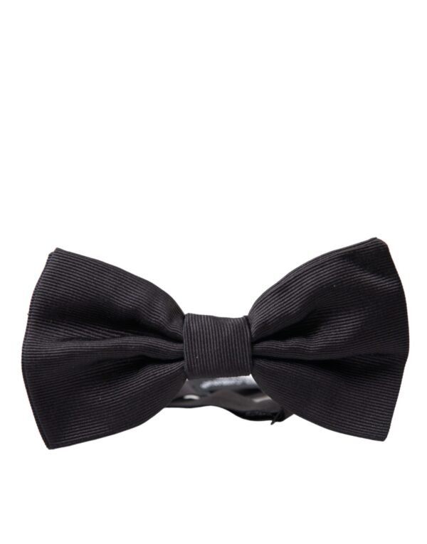 Dolce & Gabbana Black Silk Adjustable Neck Men Bow Tie - Image 5