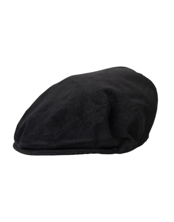 Dolce & Gabbana Black Corduroy Crown Newsboy Hat Men - Image 2