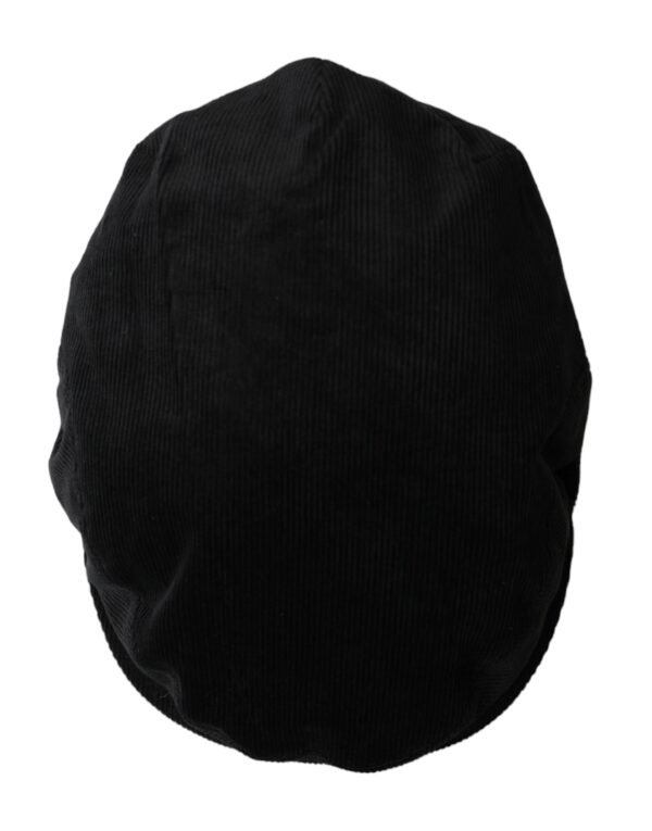 Dolce & Gabbana Black Corduroy Crown Newsboy Hat Men - Image 4