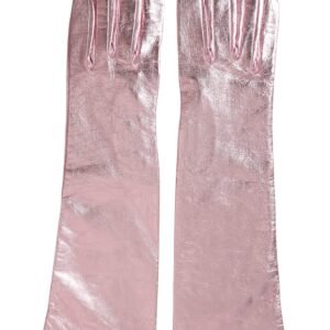 Dolce & Gabbana Pink Laminated Logo Mid Arm Length Gloves