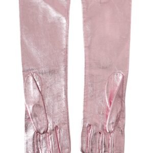 Dolce & Gabbana Pink Laminated Logo Mid Arm Length Gloves