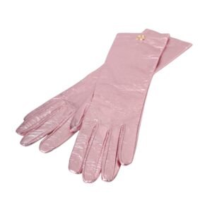 Dolce & Gabbana Pink Laminated Logo Mid Arm Length Gloves