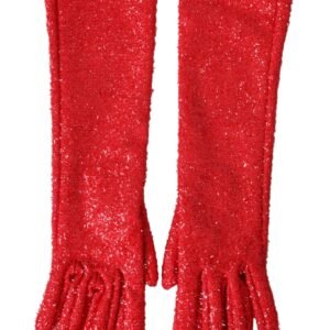 Dolce & Gabbana Red Lurex Fantasia Mid Arm Length Gloves