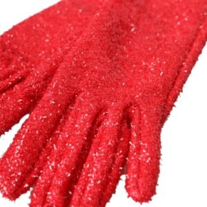 Dolce & Gabbana Red Lurex Fantasia Mid Arm Length Gloves