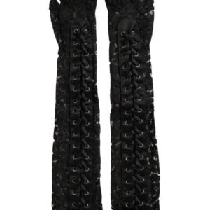 Dolce & Gabbana Black Taormina Lace Elbow Length Gloves