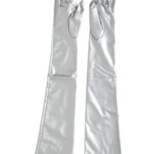 Dolce & Gabbana Silver Spandex Logo Elbow Length Gloves