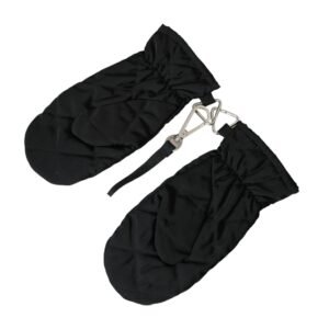 Dolce & Gabbana Black Quilted Nylon Wrist Length Mitten Gloves