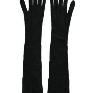 Dolce & Gabbana Black Cashmere Knitted Elbow Length Gloves