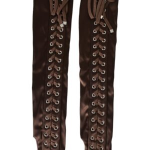 Dolce & Gabbana Brown Acetate Lace Up Fingerless Gloves