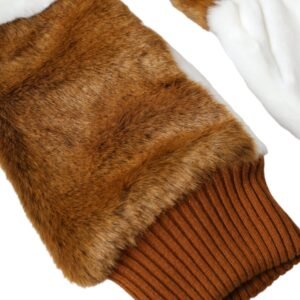 Dolce & Gabbana Brown White Acrylic Knitted Fur Mitten Gloves