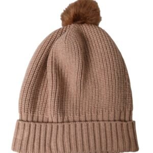 Dolce & Gabbana Brown Solid Knitted Fur Ball Winter Beanie Hat