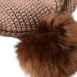 Dolce & Gabbana Brown Solid Knitted Fur Ball Winter Beanie Hat