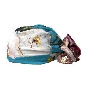 Dolce & Gabbana Blue Floral Motif Turban Head Hat Women