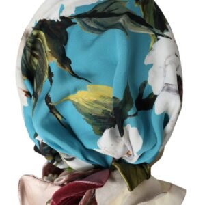 Dolce & Gabbana Blue Floral Motif Turban Head Hat Women