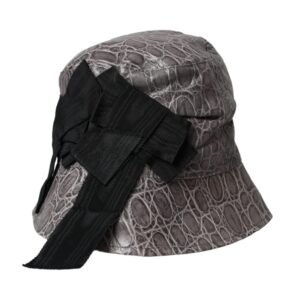 Dolce & Gabbana Black Gray Patterned Leather Bucket Hat