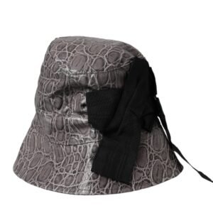 Dolce & Gabbana Black Gray Patterned Leather Bucket Hat