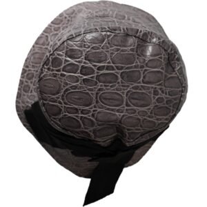 Dolce & Gabbana Black Gray Patterned Leather Bucket Hat